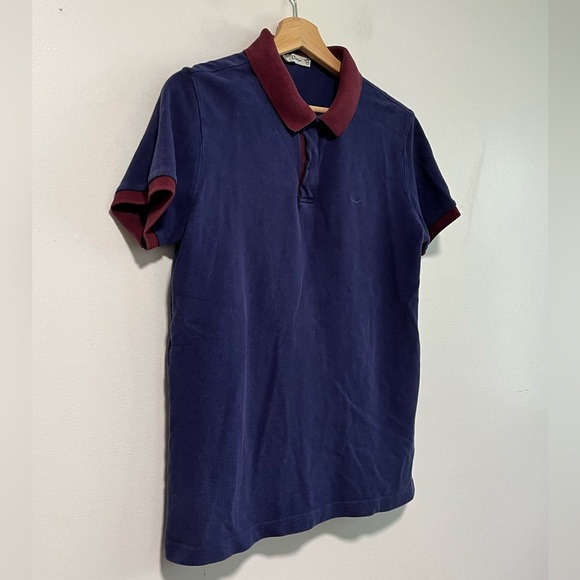 LTB Men’s Navy Blue Polo Shirt with Burgundy Trim - Size M - Picture 11 of 11